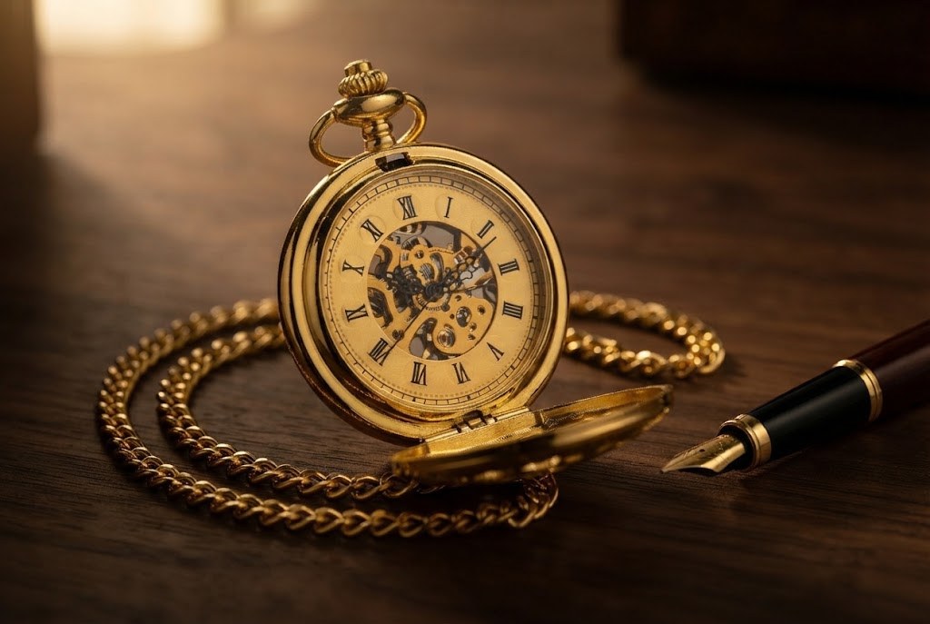 Montre à Gousset Mécanique Demi-chasseur Luxe - Doré sculpté, mécanique visible